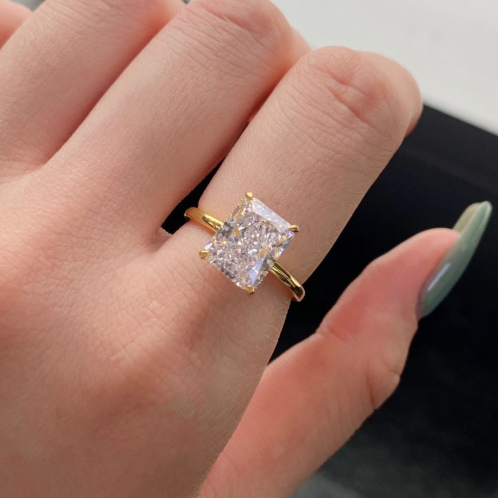 Sterling silver crushed ice cut diamond ring - Picture 3 of 7